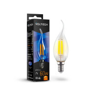  - Лампа светодиодная диммируемая филаментная Voltega E14 6W 2800K прозрачная VG10-CW35E14warm6W-FD 7080