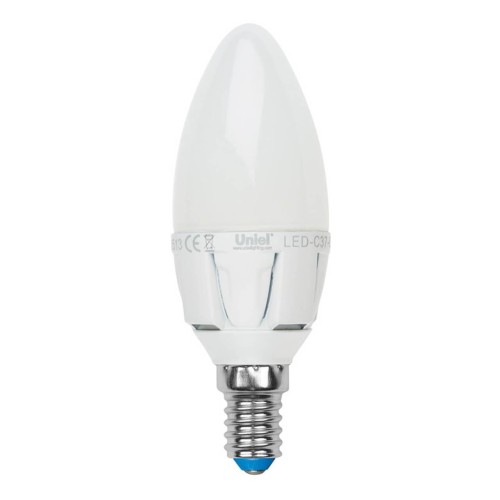 Лампа светодиодная Uniel E14 7W 3000K матовая LED-C37-7W/WW/E14/FR PLP01WH UL-00000768 