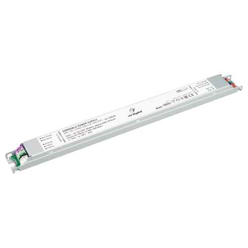 Блок питания ARJ-55-LONG-DALI-0-10V-PFC (56W, 700mA) (Arlight, IP20 Металл, 7 лет) Диммируемый источник тока по протоколу DALI, стандарту 0-10 В с гальванической развязкой для светильников и мощных светодиодов. Входное напряжение 120-240 VAC. Выходные параметры: 47-80 В, 700 mА, 56 Вт. Встроенный PFC >0.95. Негерметичный алюминиевый корпус IP 20. Габаритные размеры длина 378 мм, ширина 30 мм, высота 21 мм. Гарантийный срок 7 лет.