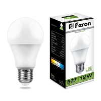  - Лампа светодиодная Feron E27 12W 4000K Шар Матовая LB-93 25487