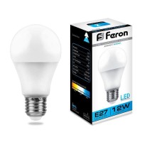  - Лампа светодиодная Feron E27 12W 6400K Шар Матовая LB-93 25490