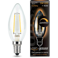  - Лампа светодиодная диммируемая Gauss филаментная E14 5W 2700К прозрачная 103801105-D