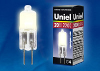  - Лампа галогенная Uniel G4 20W прозрачная JC-220/20/G4 CL 01822