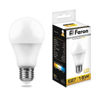  - Лампа светодиодная Feron E27 15W 2700K Шар Матовая LB-94 25628