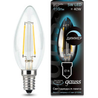  - Лампа светодиодная диммируемая Gauss филаментная E14 5W 4100К прозрачная 103801205-D