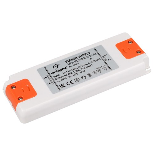 Блок питания ARV-HL24030A-Slim (24V, 1.25A, 30W) (Arlight, IP20 Пластик, 3 года) Источник напряжения с гальванической развязкой для светодиодных изделий. Входное напряжение 200-240 VAC. Выходные параметры: 24 В, 1.25 А, 30 Вт. Встроенный PFC >0.5. Негерметичный пластиковый корпус IP 20. Габаритные размеры длина 160 мм, ширина 58 мм, высота 18 мм. Гарантийный срок 3 года.