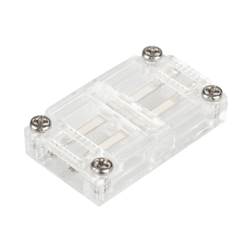 Коннектор прямой для ленты ARL-50000PV (15.5x6mm) прозрачный (Arlight, Пластик) Коннектор прямой для соединения 2-х отрезков ленты ARL-50000PV (15.5x6mm, тип WP2). Материал - прозрачный пластик PC.