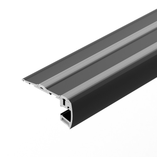 Профиль STEP-2000 BLACK (Arlight, Алюминий) Алюминиевый анодированный высокопрочный профиль для подсветки ступеней. Анодированный в черный цвет. Верхняя и нижняя широкая линии подсветки. Антискользящие прокладки в комплекте. Габаритные размеры (L×W×H): 2000x81x41 мм. Ширина площадок для лент: 10 мм (верхняя подсветка) и 13 мм (нижняя подсветка). Экраны, заглушки и другие аксессуары приобретаются отдельно. Цена за 1 метр.