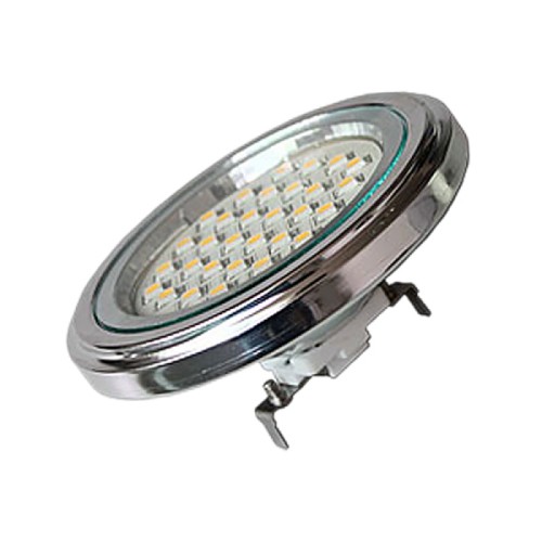 Светодиодная лампа AR111-30B54-12V White (Arlight, Металл) AR111 лампа G53 на светодиодах 30шт smd 5050. Цвет БЕЛЫЙ(ХОЛОДНЫЙ). Питание 12V DC. Мощность 4.2Вт. Размеры H=52мм, D=110мм.