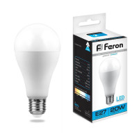  - Лампа светодиодная Feron E27 20W 6400K Шар Матовая LB-98 25789