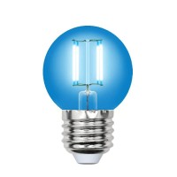  - Лампа светодиодная филаментная Uniel E27 5W синяя LED-G45-5W/BLUE/E27 GLA02BL UL-00002990