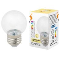  - Лампа декоративная светодиодная Volpe E27 1W 3000K прозрачная LED-G45-1W/3000K/E27/CL/С UL-00005807