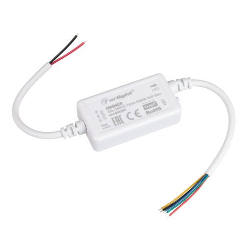 Диммер ARL-SIRIUS-TUYA-RGBW-SUF Slim (12-24V, 4x1.5A, 2.4G) (Arlight, IP20 Пластик, 3 года) Контроллер четырехканальный для RGBW светодиодных лент. Питание/рабочее напряжение 12-24VDC, максимальный ток 1.5A на канал, 4 канала, максимальная мощность 72-144W. Частота ШИМ 1.95kГц, Wi-Fi 2.4G. Разъемы для подключения блока питания и ленты. Корпус - PVC. Габариты 48х26х13 мм. Cовместим с платформой TUYA, поддерживается управление ЯНДЕКС АЛИСА.
