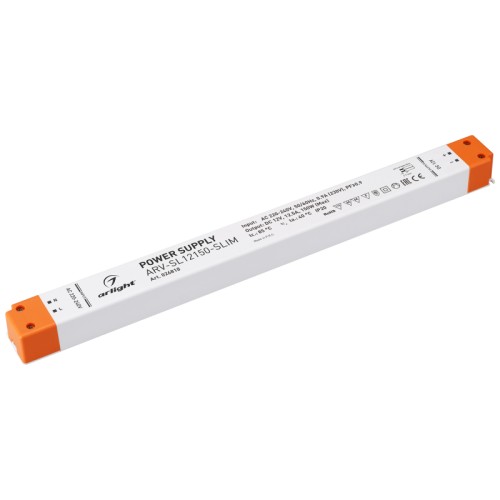 Блок питания ARV-SL12150-SLIM (12V, 12.5A, 150W, PFC) (Arlight, IP20 Пластик, 3 года) Источник напряжения с гальванической развязкой для светодиодных изделий. Входное напряжение 220-240 VAC. Выходные параметры: 12 В, 12,5 А, 150 Вт. Встроенный PFC >0,9. Негерметичный пластиковый корпус IP 20. Габаритные размеры длина 350 мм, ширина 31 мм, высота 24 мм. Гарантийный срок 3 года.