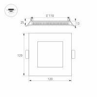  - Светильник DL-120x120M-6W Warm White (Arlight, -)