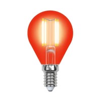  - Лампа светодиодная филаментная Uniel E14 5W красная LED-G45-5W/RED/E14 GLA02RD UL-00002985