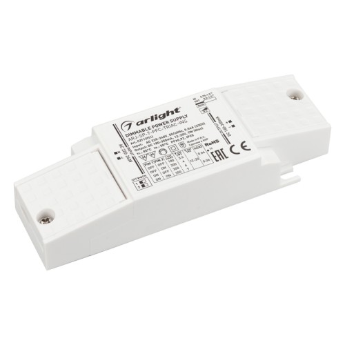 Блок питания ARJ-SP-7-PFC-TRIAC-INS (7W, 12-20V, 0.18-0.35A) (Arlight, IP20 Пластик, 5 лет) Диммируемый источник тока по стандарту TRIAC с гальванической развязкой для светильников и мощных светодиодов. Входное напряжение 220-240 VAC. Выходные параметры: 12-20 В, 180-350 mА, 7 Вт. Выбор значения тока осуществляется DIP-переключателем. Встроенный PFC >0,92. Негерметичный пластиковый корпус IP 20. Габаритные размеры 122х41х23 мм. (88х41х23 мм. без крышек). Гарантийный срок 5 лет.
