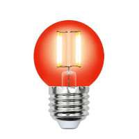  - Лампа светодиодная филаментная Uniel E27 5W красная LED-G45-5W/RED/E27 GLA02RD UL-00002986