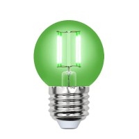  - Лампа светодиодная филаментная Uniel E27 5W зеленая LED-G45-5W/GREEN/E27 GLA02GR UL-00002988