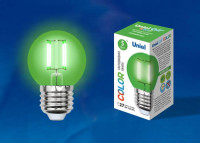  - Лампа светодиодная филаментная Uniel E27 5W зеленая LED-G45-5W/GREEN/E27 GLA02GR UL-00002988