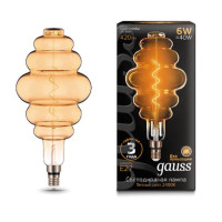  - Лампа светодиодная филаментная Gauss E27 6W 2400K золотая 158802006