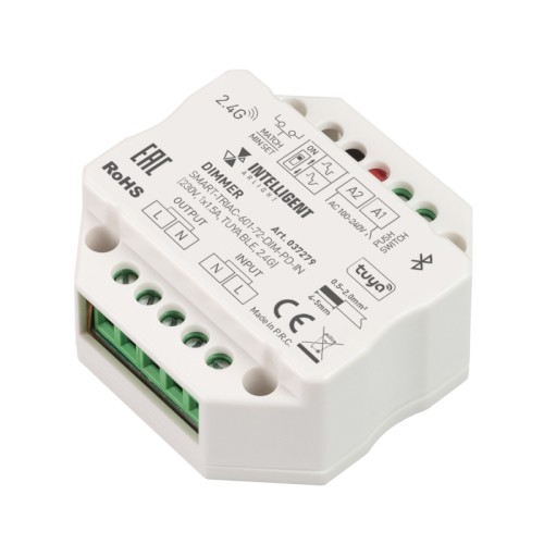 INTELLIGENT ARLIGHT Диммер SMART-TRIAC-601-72-DIM-PD-IN (230V, 1x1.5A, TUYA BLE, 2.4G) (IARL, IP20 Пластик, 5 лет) 