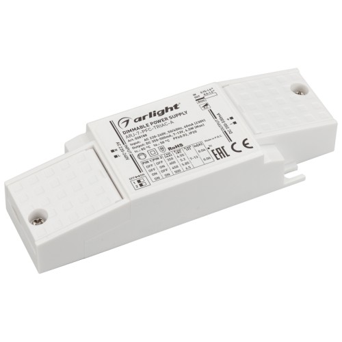 Блок питания ARJ-7-PFC-TRIAC-A (7W, 350-500mA) (Arlight, IP20 Пластик, 5 лет) Диммируемый источник тока по стандарту TRIAC с гальванической развязкой для светильников и мощных светодиодов. Входное напряжение 220-240 VAC. Выходные параметры: 7-13 В, 350-500 mА, 6.5 Вт. Выбор значения тока осуществляется DIP-переключателем. Встроенный PFC >0,92. Негерметичный пластиковый корпус IP 20. Габаритные размеры длина 122 мм, ширина 41 мм, высота 23 мм. Гарантийный срок 5 лет.
