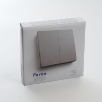  - Выключатель двухклавишный беспроводной Feron Smart серебро TM82 41720