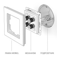  - Акустическая розетка Werkel х4 графит рифленый WL04-AUDIOx4 4690389145896