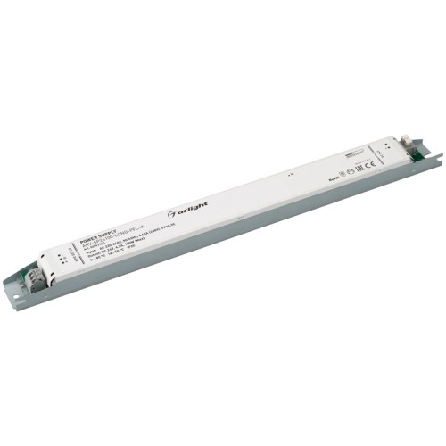 Блок питания ARV-SP24100-LONG-PFC-A (24V, 4.2A, 100W) (Arlight, IP20 Металл, 5 лет) Источник напряжения с гальванической развязкой для светодиодных изделий. Входное напряжение 220-240 VAC. Выходные параметры: 24 В, 4.2 А, 100 Вт. Встроенный PFC >0.95. Негерметичный алюминиевый корпус IP 20. Габаритные размеры длина 360 мм, ширина 30 мм, высота 21 мм. Гарантийный срок 5 лет.