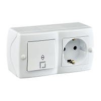 Выключатель - розетка Mono Electric Octans IP20 одноклавишный проходной - 2К+З белый 104-010101-186