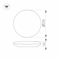  - Светильник CL-FRISBEE-DIM-R250-12W Day4000-MIX (WH, 180 deg, 230V) (Arlight, IP54 Пластик, 3 года)