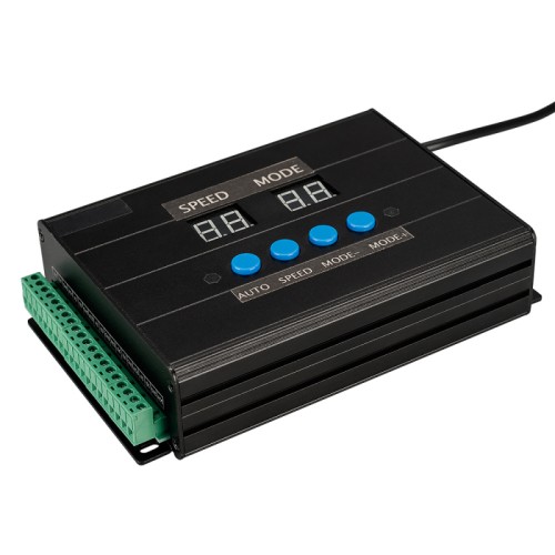 Контроллер DMX K-5000 (220V, SD-card, 5x512) (Arlight, IP20 Металл, 1 год) DMX512 контроллер с функцией редактирования адресов. 5 портов по 512 каналов на каждый. Напряжение питания AC 220V. SD-карта в комплекте. Рекомендуется для использования с линейными прожекторами AR-LINE-RGB. Габариты 192x122x45мм.