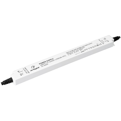 Блок питания ARPV-LV-24060-LINEAR-PFC (24V, 2.5A, 60W) (Arlight, IP66 Пластик, 3 года) Источник напряжения с гальванической развязкой для светодиодных изделий. Входное напряжение 200-240 VAC. Выходные параметры: 24 В, 2.5 А, 60 Вт. Встроенный PFC >0.95. Сверхтонкий пластиковый корпус IP66. Габаритные размеры длина 297 мм, ширина 30 мм, высота 18 мм. Гарантийный срок 3 года.