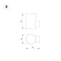  - Светильник KT-RAY-WALL-R46-3W Day4000 (GR, 24 deg, 24V) (Arlight, IP65 Металл, 3 года)