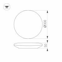  - Светильник CL-FRISBEE-MOTION-R300-18W Warm3000 (WH, 180 deg, 230V) (Arlight, IP54 Пластик, 3 года)