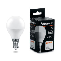 - Лампа светодиодная Feron Pro E14 9W 4000K матовая LB-1409 38078