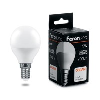  - Лампа светодиодная Feron Pro E14 9W 6400K матовая LB-1409 38079