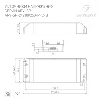  - Блок питания ARV-SP-24250-PFC-B (24V, 10.4A, 250W) (Arlight, IP20 Пластик, 5 лет)