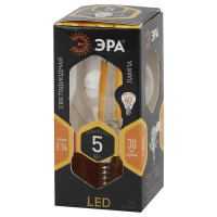  - Лампа светодиодная филаментная ЭРА E14 5W 2700K прозрачная F-LED P45-5W-827-E14 Б0019006