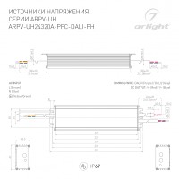  - Блок питания ARPV-UH24320A-PFC-DALI-PH (24V, 13.3A, 320W) (Arlight, IP67 Металл, 7 лет)