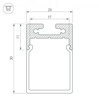  - Профиль с экраном SL-LINE-2011M-2500 BLACK+OPAL RCT (Arlight, Алюминий)