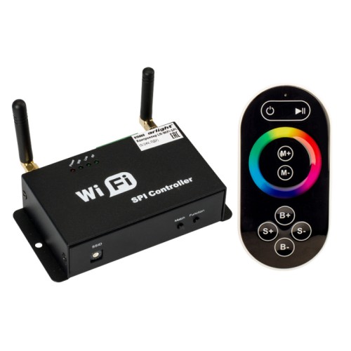 Контроллер LN-WiFi-SPI (5/24V, ПДУ) (Arlight, -) Wi-Fi контроллер для лент RGB «Бегущий огонь» и управляемых модулей. Протокол SPI, напряжение 5–24 В, 1024 пикселей, 74 встроенных программ. Размер 107×65×30 мм. Список поддерживаемых микросхем см. в Таблице микросхем.