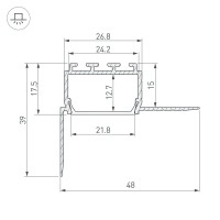  - Профиль PLS45-F-HIDE-2000 (Arlight, Алюминий)