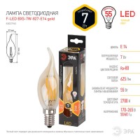  - Лампа светодиодная филаментная ЭРА E14 7W 2700K золотая F-LED BXS-7W-827-E14 gold Б0027965