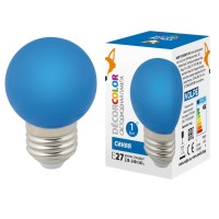  - Лампа светодиодная Volpe E27 1W синяя LED-G45-1W/BLUE/E27/FR/С UL-00005647