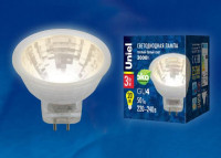  - Лампа светодиодная Uniel GU4 3W 3000K прозрачная LED-MR11-3W/WW/GU4/220V GLZ21TR UL-00001702