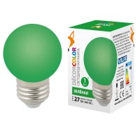  - Лампа светодиодная Volpe E27 1W зеленая LED-G45-1W/GREEN/E27/FR/С UL-00005648