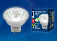  - Лампа светодиодная Uniel GU4 3W 4000K прозрачная LED-MR11-3W/NW/GU4/220V GLZ21TR UL-00001703