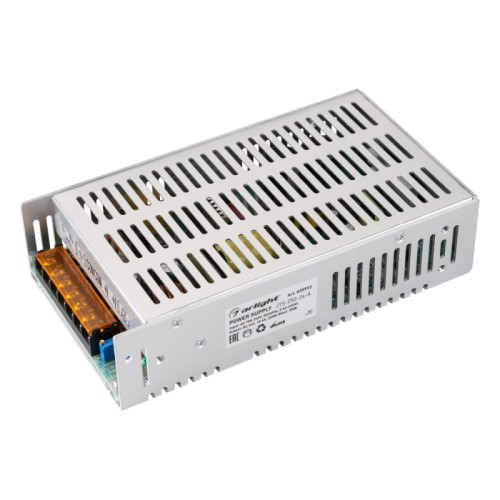 Блок питания JTS-250-24-A (0-24V, 10.4A, 250W) (Arlight, IP20 Сетка, 2 года) Регулируемый источник напряжения с гальванической развязкой для светодиодных изделий. Входное напряжение 88-264 VAC. Выходные параметры: 0-28,5 В, 10.4 А, 250 Вт. Встроенный PFC >0.5. Негерметичный алюминиевый сетчатый корпус IP 20. Габаритные размеры длина 200 мм, ширина 112 мм, высота 50 мм. Гарантийный срок 2 года.